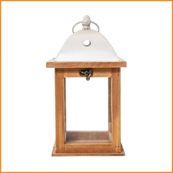 LANTERNA LEGNO E METALLO CM 15X15X27H CM