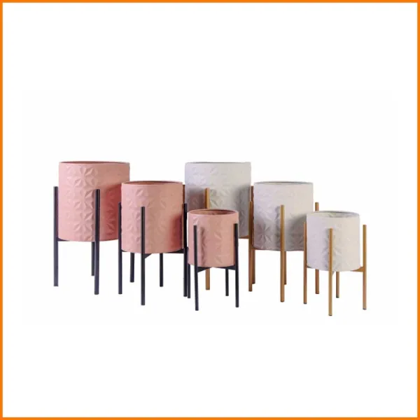 Ad Trend Set 3 Fioriere Tonde In Ferro Diametro 20,5X37,5/26X48,5/31X58,5H Cm
