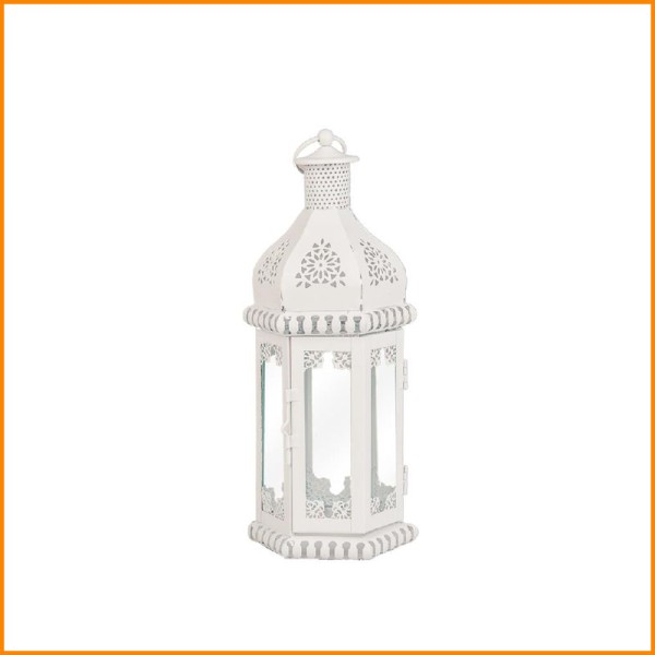 LANTERNA SEDA BIANCA 14X12X34H CM