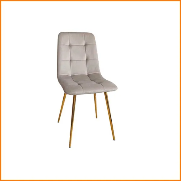 Sedia In Velluto Con Piedi In Metallo Colore Grigio 41X52X86H Cm