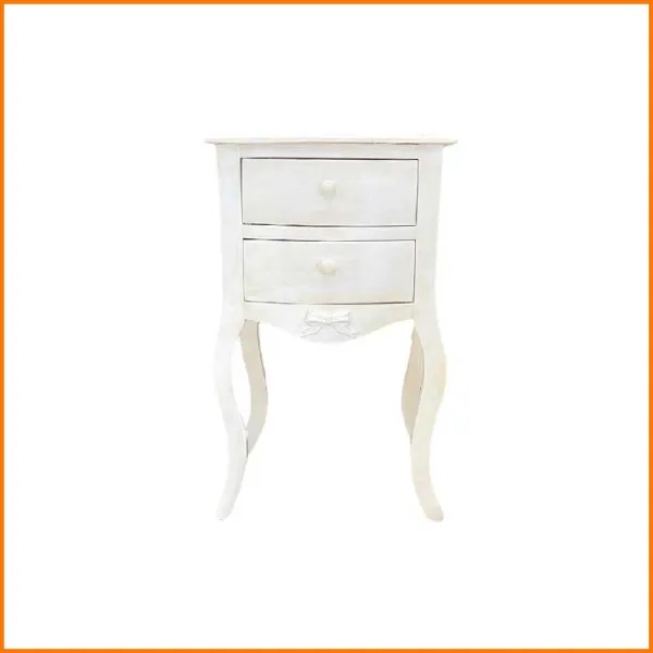 Legno Italy Comodino Decapato Con Due Cassetti Linea Fiocco 38X35X71H Cm