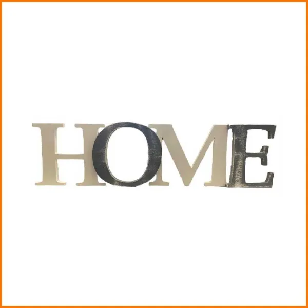 Legno Italy Scritta HOME Colore Grigio E Bianco 85X25H Cm