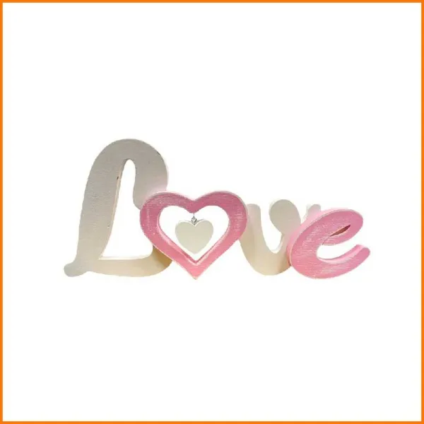 Legno Italy Scritta LOVE Colore Rosa E Bianco 50X20H Cm