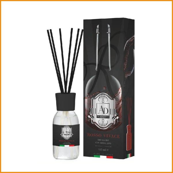 DIFFUSORE CON BASTONCINI WINE ROSSO VIVACE125ML