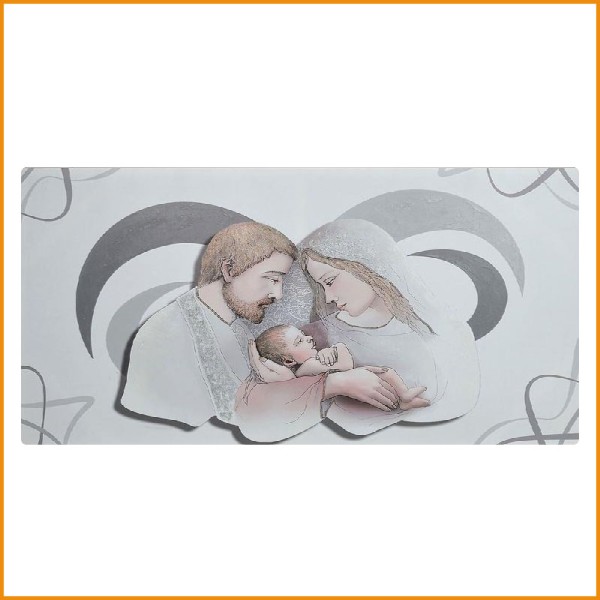 QUADRO SACRA FAMIGLIA GRIGIO 120X60H CM