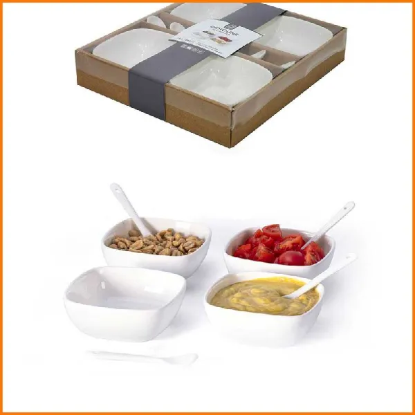 General Trade Set 4 Ciotole Con Cucchiaino Colore Bianco 10X10X4H Cm