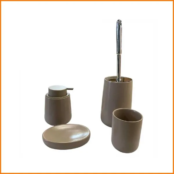 Coccole Di Casa Set 4 Pz Da Bagno Colore Tortora Matto