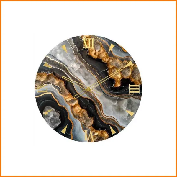Trada Orologio Marmorizzato Colore Nero E Oro Diametro 60 Cm