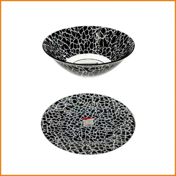 Cok Set 12 Piatti In Vetro Fondi E Piano Colore Nero Diametro 28/20 Cm
