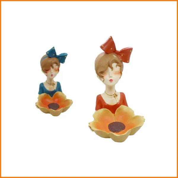 FGF Ragazza Con Girasole Portapianta 13X18X27H Cm
