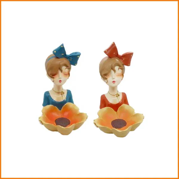 FGF Ragazza Con Girasole Portapianta 13X13X17H Cm