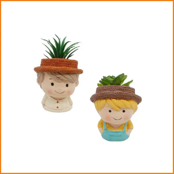 FGF Bimbo In Ceramica Con Piantina 10X7X13H Cm