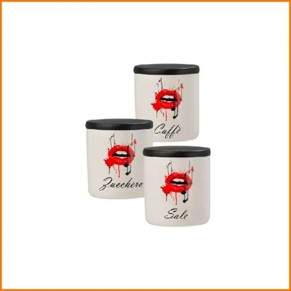 Giardini Di Marzo Set 3 Barattoli Kiss In Ceramica Diametro 10X11,7H Cm