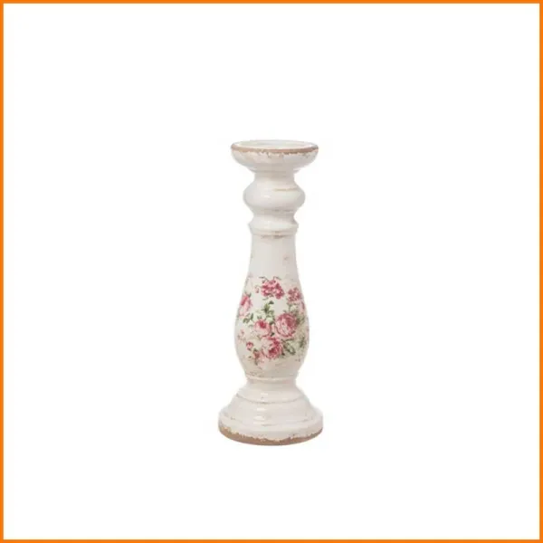 L'arte Di Nacchi Candelabro In Ceramica Con Decorazione Floreale Diametro 15X40H Cm