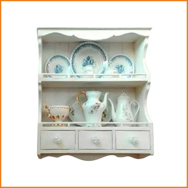 Legno Italy Piattaia In Legno Con 2 Ripiani E 3 Cassetti Colore Bianco 80X17X80H Cm