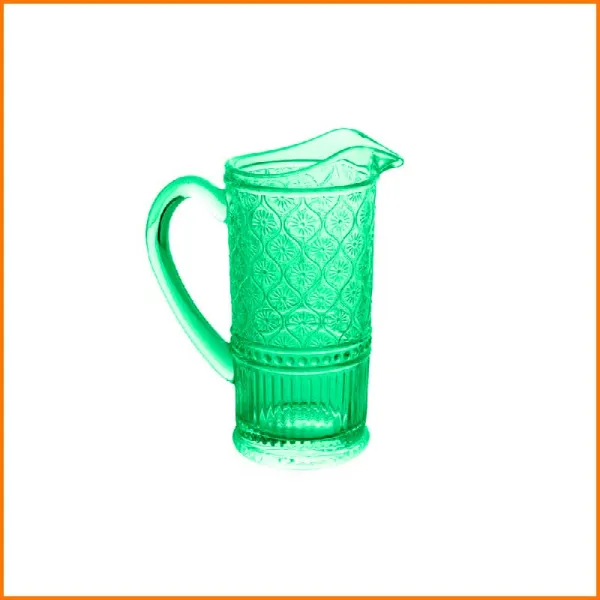 Preziosa Brocca Con Rilievo In Vetro Colore Verde 1 Lt