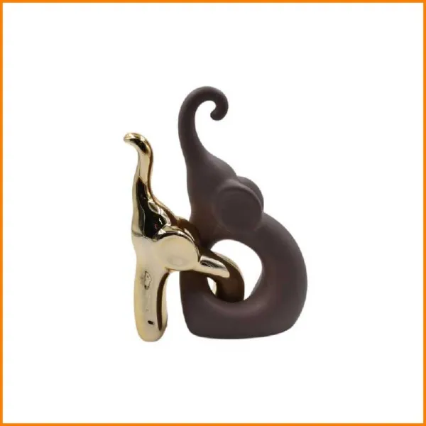 Sud Import Coppia Elefanti Colore Terra E Oro 15X23H Cm