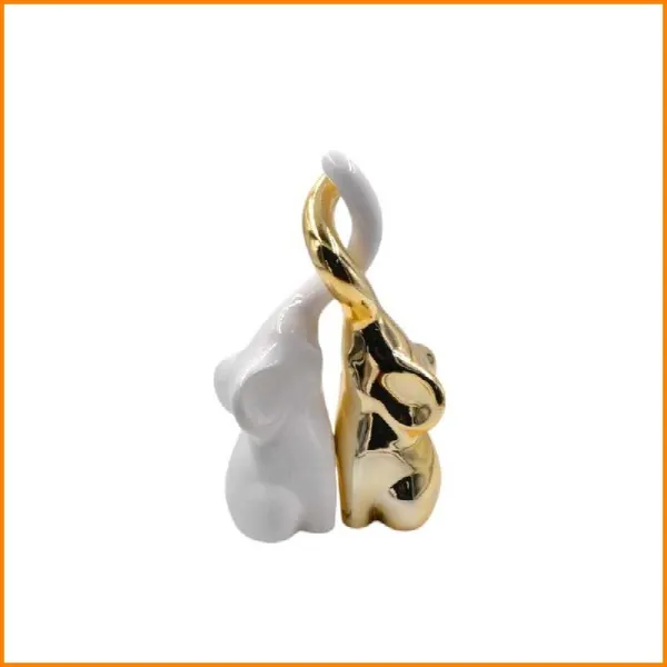 Sud Import Coppia Elefanti Colore Bianco E Oro 15X26H Cm