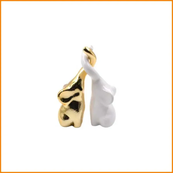 Sud Import Coppia Elefanti Colore Bianco E Oro 10X17H Cm