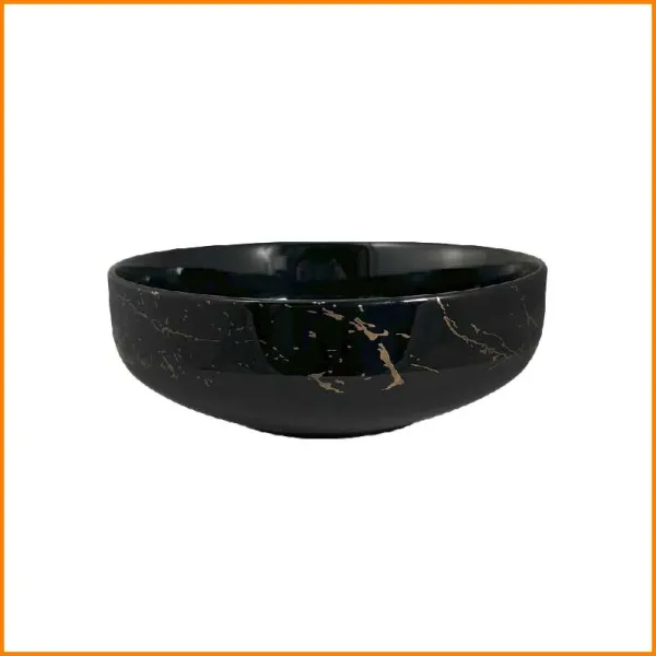 Arca Ciotola Effetto Marmo Colore Nero Diametro 24X18H Cm