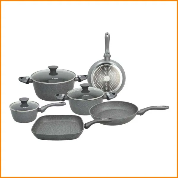 Tognana Batteria di Pentole e Padelle 9 Pezzi In Alluminio Colore Grigio