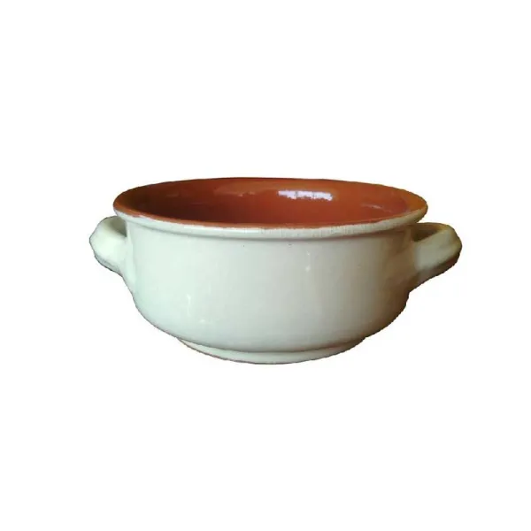 Ciotola In Terracotta Con Manici Diametro 14 Cm Colore Vaniglia