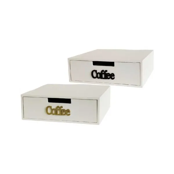 Cosentino Porta Cialde Il Legno Bianco Con Scritta Coffee 30x30x10h Cm Colori Assortiti