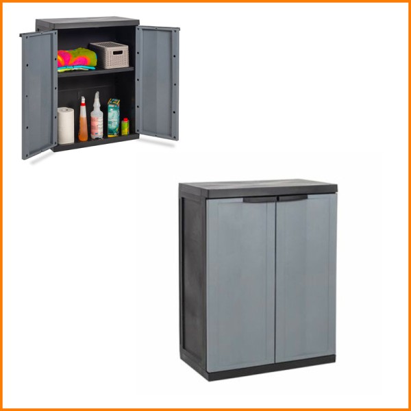 Plast Meccanica Mobiletto Da Esterno In Plastica Colore Grigio 37X65X85H Cm