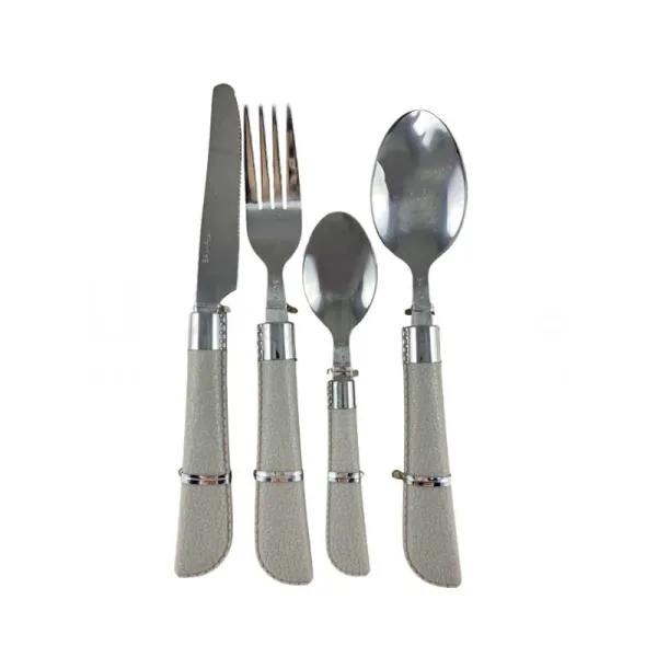 Bavaria Set 24 Posate Con Manico In Plastica Colore Tortora
