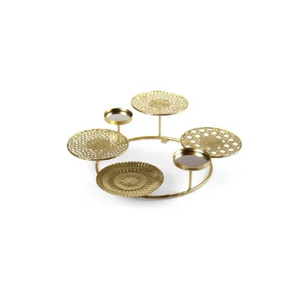 Gicos Portacandele In Metallo Con 5 Fuochi 27x25x8h Cm Colore Oro