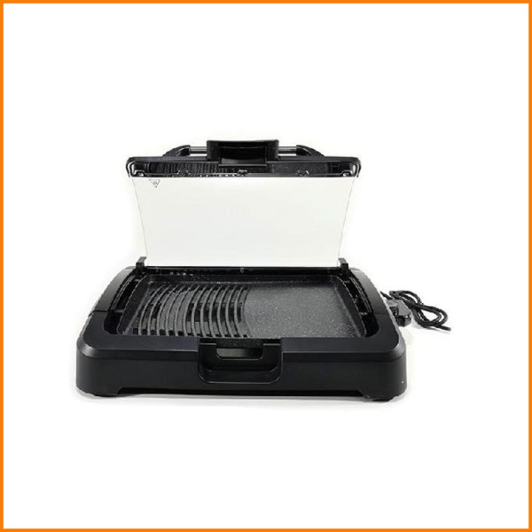 BARBECUE ELETTRICO CON COPERCHIO IN VETRO 2200W 39X29 CM