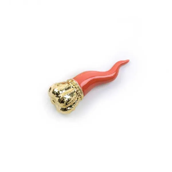 Mercury Corno Rosso In Porcellana Con Corona Oro Diametro 5x13,5 Cm