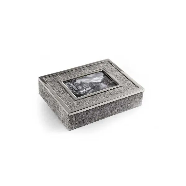 Gicos Cofanetto Effetto Tessuto Con Portafoto 19x24x6h Cm Colore Grigio