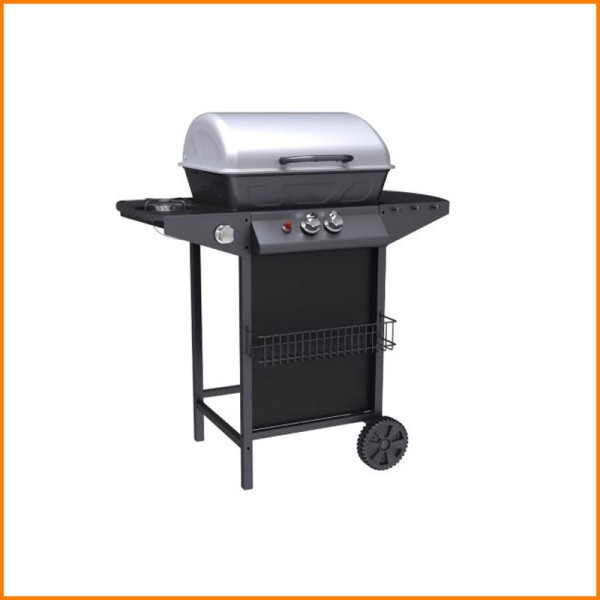 Pyramidea Barbecue A Gas A 2 Fuochi Con Fornello E Piano D'Appoggio Laterale 97,3X5X102H Cm