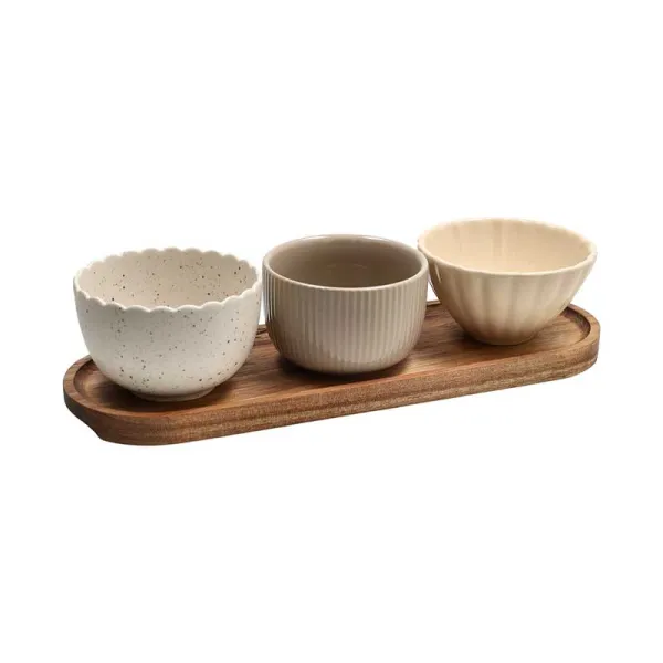 Tognana Antipastiera Tapas Plume Con 3 Ciotole E Vassoio Ovale 29 Cm