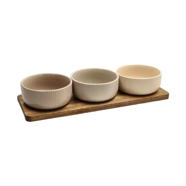Tognana Antipastiera Tapas Plume Con 3 Ciotole E Vassoio Rettangolare 32 Cm