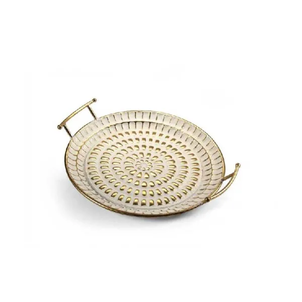 Gicos Vassoio Con Manici In Metallo 48x41x8h Cm Colore Oro