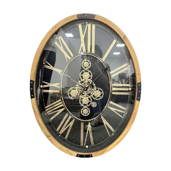 Creare Italia Orologio Ovale Con Struttura In Metallo Con Ingranaggi A Vista 60x80 Cm Colore Oro
