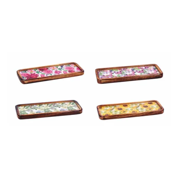 Ad Trend Vassoio Porta Incensi Con Decorazione Floreale 26x10 Cm Colori Assoriti