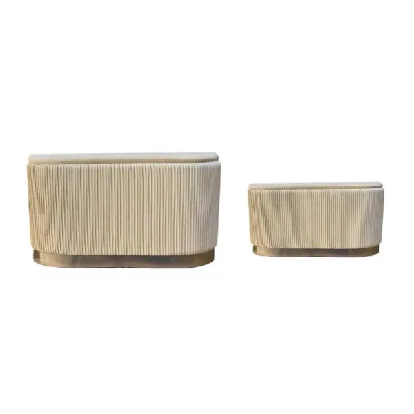 Trada Set 2 Panche Contenitori Con Fascia Oro Colore Beige
