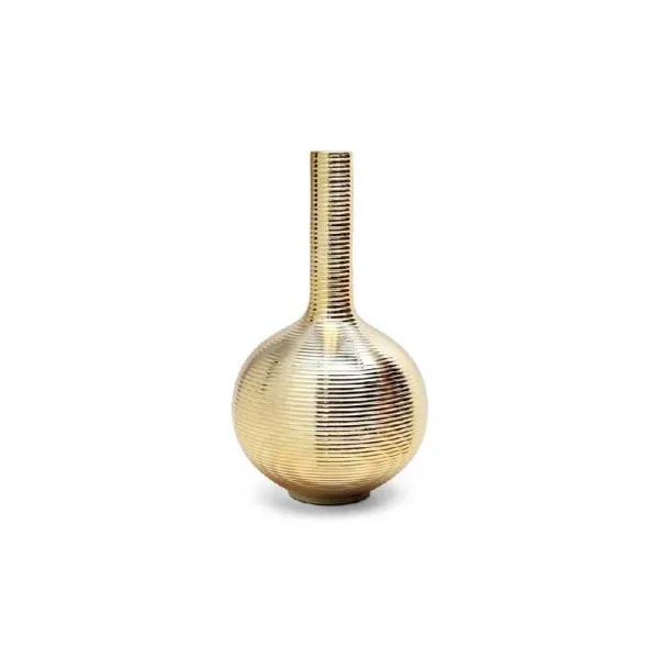 Gicos Vaso In Ceramica Lucida Rigato 13x13x26h Cm Colore Oro