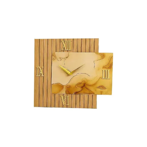 Giardini Di Marzo Orologio Rettangolare In Marmo Con Doghe In Legno 40 Cm Colore Tortora