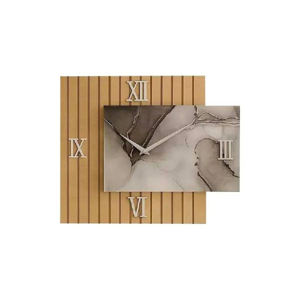 Giardini Di Marzo Orologio Rettangolare In Marmo Con Doghe In Legno 40 Cm Colore Grigio