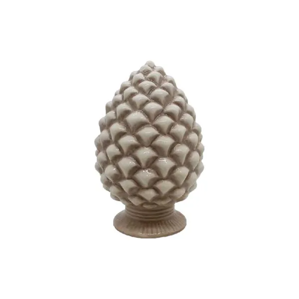 FGF Deco Pigna In Ceramica Diametro 13x20h Cm Colore Beige
