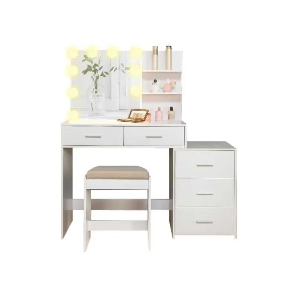 Giardini Di Marzo Consolle Con 5 Cassetti E 10 Led 80x40x141h Cm Colore Bianco
