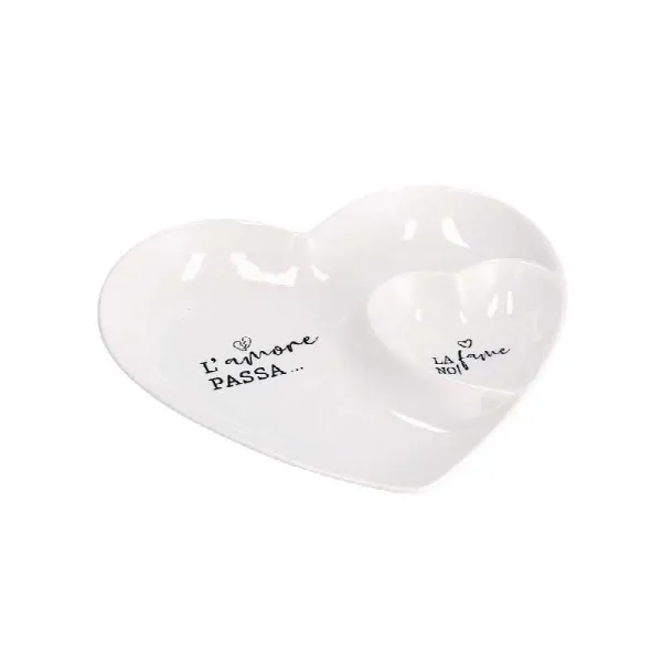 Ad Trend Piatto Cuore Con Messaggi Golosi 26x23 Cm Colore Bianco