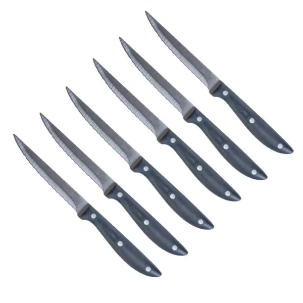Salvinelli Bistrot 6 Coltelli Bistecca Con Lama Seghettata Colore Nero