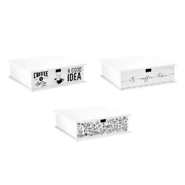 Ad Trend Porta Capsule In Legno Con Disegni 32x29x10h Cm Colore Bianco