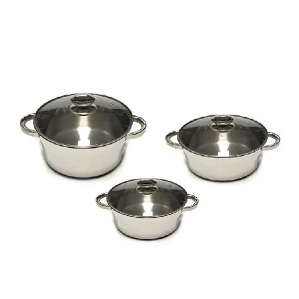 Letizia Set 3 Casseruole Everyday In Acciaio Inox Con Coperchio In Vetro Diametro 12/14/16 Cm