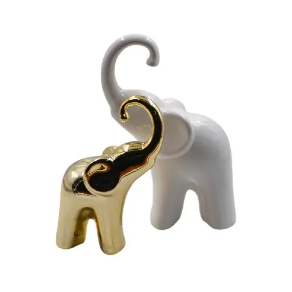 Sud Import Coppia Elefanti 25h Cm Colore Bianco E Oro